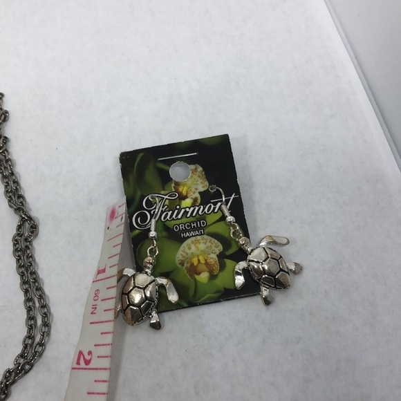 CURATED bundle turquoise turtle pendant necklace and earrings boho - Picture 4 of 5